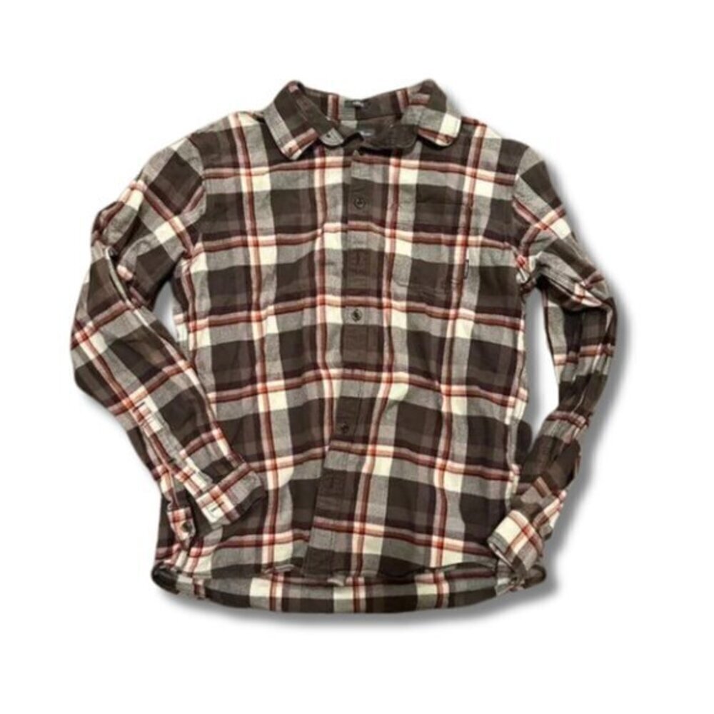 Eddie Bauer Men's TL Classic Fit Plaid Long Sleeve Tee Shirt Orange Brown